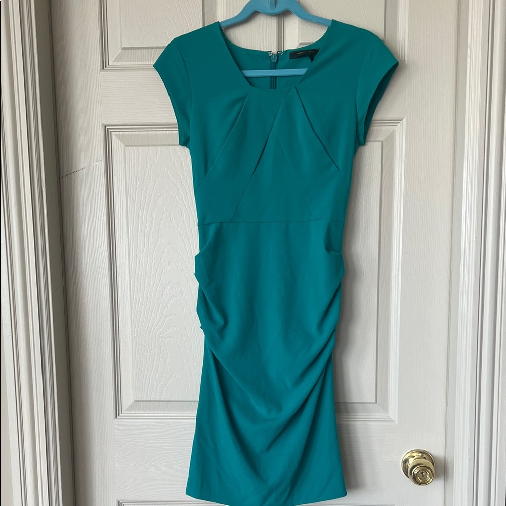 BCBGMaxAzria Teal Cap-Sleeve Sheath Dress